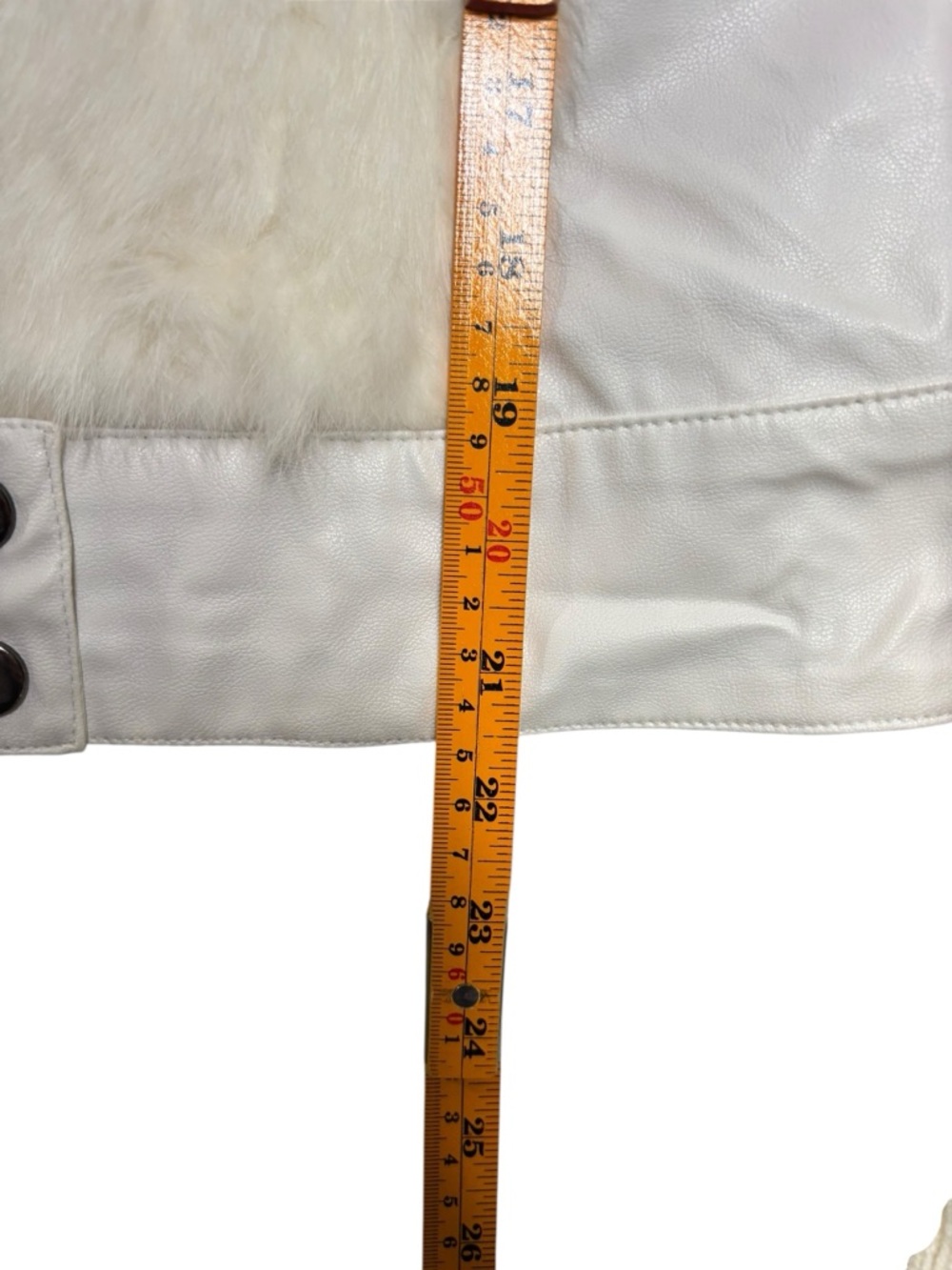 Y2K Jennyfer J Women's Moto Jacket Cream/White Rabbit Fur Leather Knit Jacket M - Picture 13 of 14